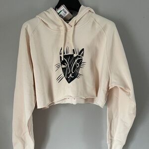 Puma x LemLem Womens Cropped Hoodie Cat Ghost Pepper Size Large NWT